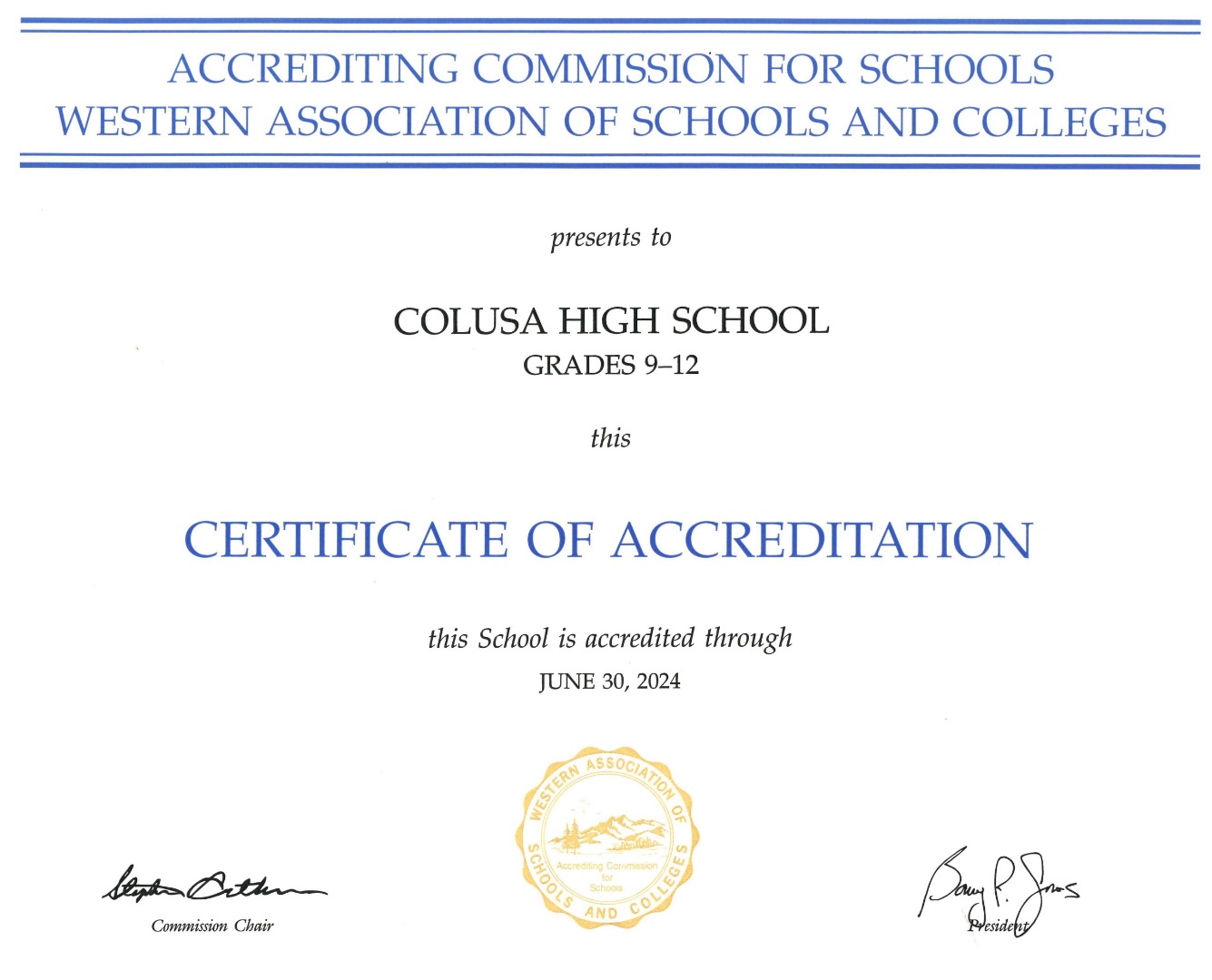 Colusa High School - WASC Accreditation